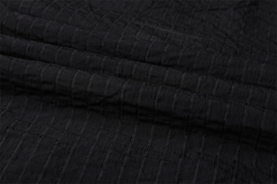 Tela 75Dx75D negro de la gasa del poliéster del estilo 90gsm de la raya